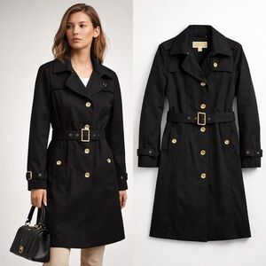 Michael Kors Black Belted Trench Coat Women’s Small Classic Lightweight Jacket